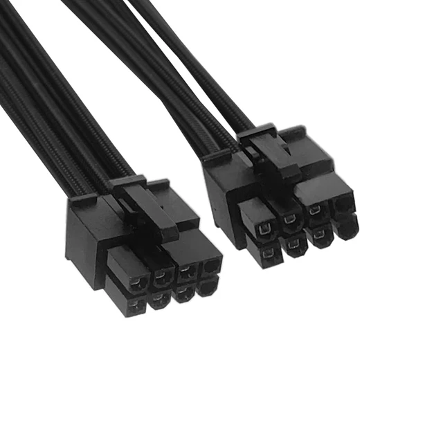 Alt view image 3 of 4 - X-Enlazar Dual 8-Pin PSU to 12V-2x6 GPU Adapter Cable - 90-Degree Connector, Individually Sleeved with Braiding & Combs, 16AWG Wire, 600mm Length, 7+8 Config., Type-A Connector - Black