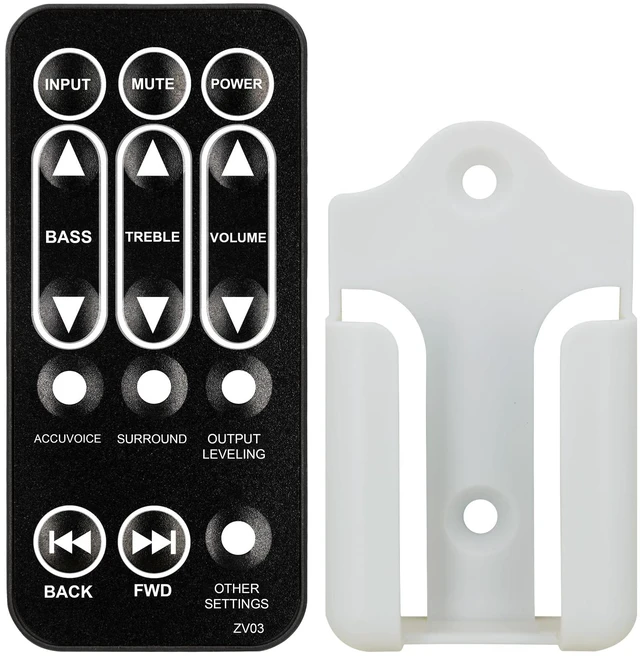 Main image of Replacement Remote Control for ZVOX SOUNDBASE Z-Base 415 425 430 430HSD 525 550 550HSD 575 575HSD TV Speaker (with Mounting Bracket)