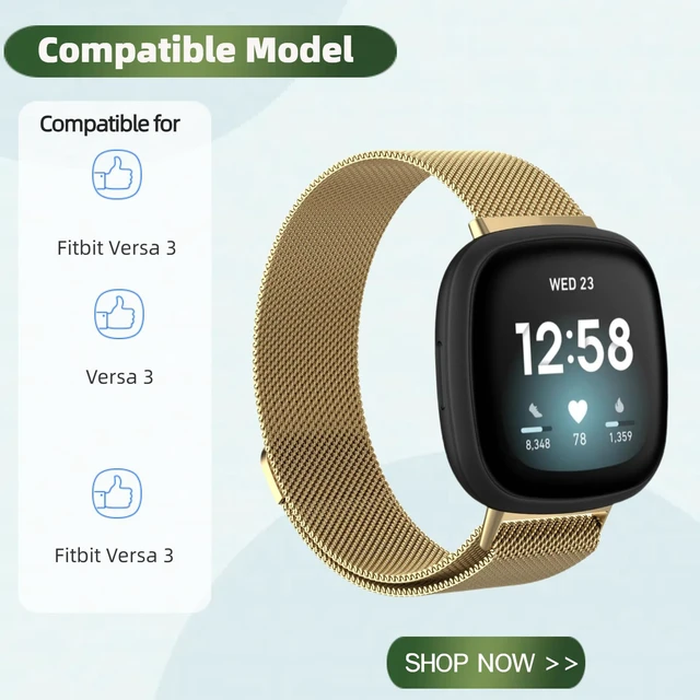 Alt view image 2 of 6 - Band with TPU Case Compatible for Fitbit Versa 3, Stainless Steel Mesh Magnetic Clasp, Adjustable and Breathable Strap for Men and Women