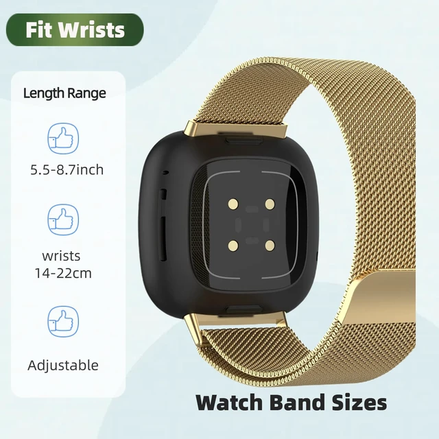 Alt view image 3 of 6 - Band with TPU Case Compatible for Fitbit Versa 3, Stainless Steel Mesh Magnetic Clasp, Adjustable and Breathable Strap for Men and Women