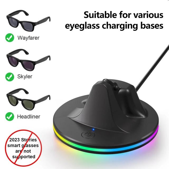 Alt view image 2 of 5 - Charging Stand for Ray-Ban Meta Smart Glasses, Portable Quickly Charging Dock with LED for Wayfarer, Headliner, Skyler,Oakley HSTN Charger for Charger Accessories (Black)
