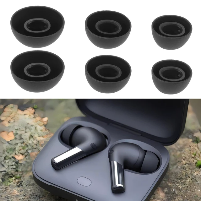 Alt view image 2 of 7 - 6 Pairs Replacement Ear Tips Compatible with Oneplus Buds Pro 2 Silicone Earbuds 3 Sizes(S/M/L) in-Ear Soft Plugs with Filter for Noise Isolation Black