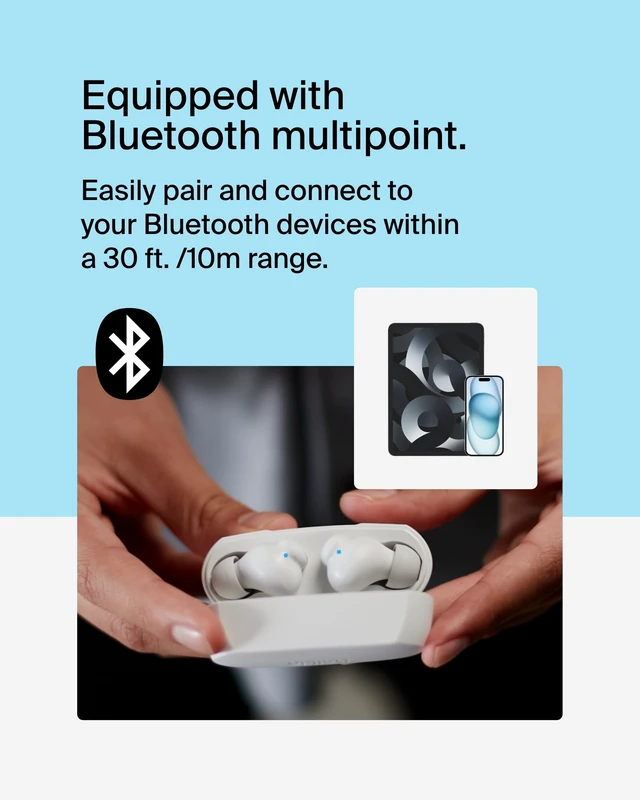 Alt view image 5 of 7 - SoundForm Rhythm ANC True Wireless Earbuds, 28H Battery Life In-ear Bluetooth earbuds, USB-C fast charging, IPX5 water resistant, multipoint, dual mic, gym, commute, travel