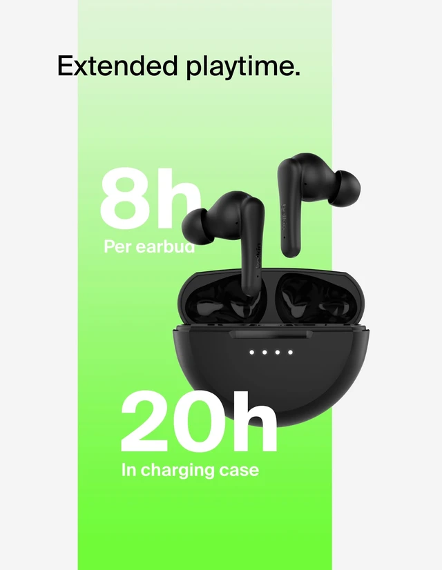 Alt view image 2 of 7 - SoundForm Rhythm ANC True Wireless Earbuds, 28H Battery Life In-ear Bluetooth earbuds, USB-C fast charging, IPX5 water resistant, multipoint, dual mic, gym, commute, travel