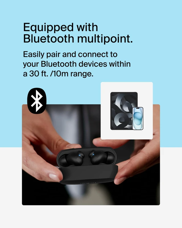 Alt view image 4 of 7 - SoundForm Rhythm ANC True Wireless Earbuds, 28H Battery Life In-ear Bluetooth earbuds, USB-C fast charging, IPX5 water resistant, multipoint, dual mic, gym, commute, travel