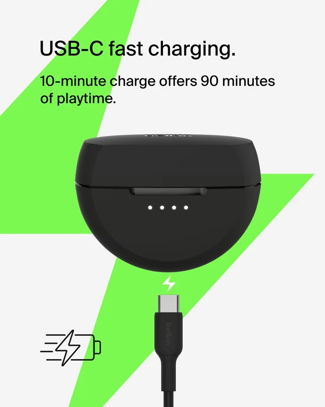 Alt view image 6 of 7 - SoundForm Rhythm ANC True Wireless Earbuds, 28H Battery Life In-ear Bluetooth earbuds, USB-C fast charging, IPX5 water resistant, multipoint, dual mic, gym, commute, travel