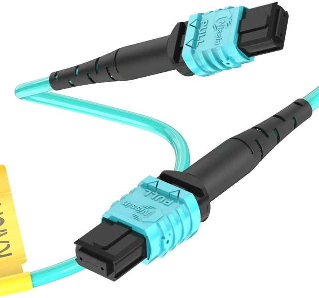 Main image of Nissin Japan Connecors 33 ft MPO/MTP Fiber Optic Patch Cord 12F TypeB OM3 Highdensity TypeB Multi-mode 12fiber Pinless MPO to MPO Patch cord, LSZH Jacket for Datacenter Network Cabling