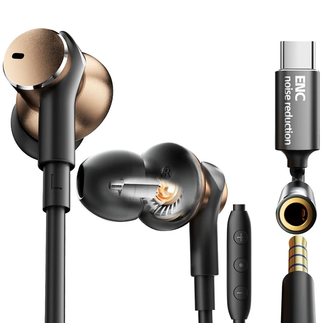 Alt view image 6 of 6 - Wired Earphones Rich Bass Noise Canceling phone Calls Dual-Driver Earbuds (1DD+1BA) In-Ear Headphones Immersive Deep Bass Boost Wired Earbud with Call Noise Reduction Universal Plug&Volume Control