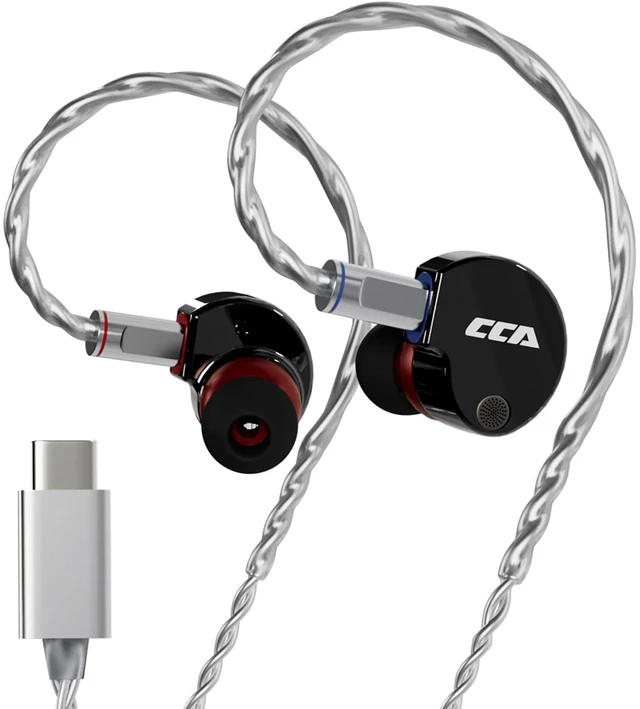 Main image of CCA Phoenix 10mm High-Performance Dual Magnet LCP Diaphragm in-Ear Headphones Precision Metal Casting Earphones, Pure Sound Earbuds (Type-c No MIC, Dark Grey)