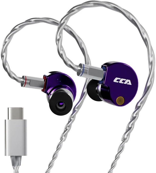 Main image of CCA Phoenix 10mm High-Performance Dual Magnet LCP Diaphragm in-Ear Headphones Precision Metal Casting Earphones, Pure Sound Earbuds (Type-c No MIC, Purple)