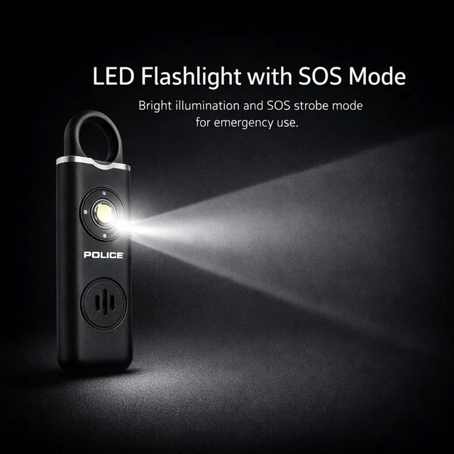 Alt view image 6 of 7 - Personal Safety Alarm Keychain, Rechargeable Loud Emergency Alarm w/ Strobe Light, Portable Self Defense Alarm for Women, Kids, Seniors, Travel, Black