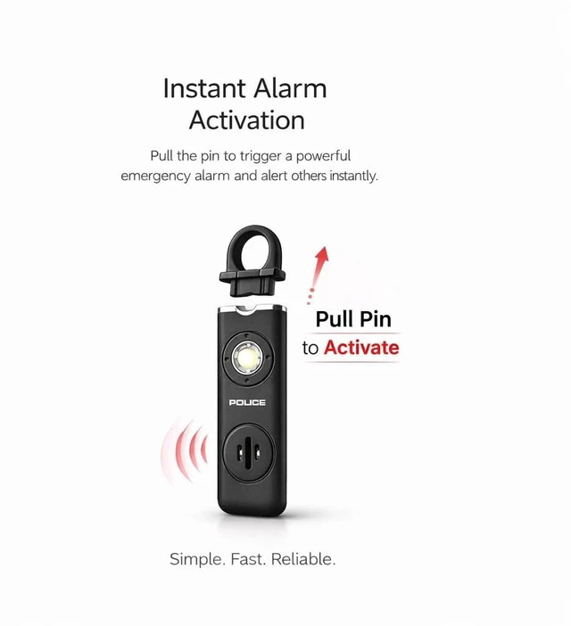 Alt view image 2 of 7 - Personal Safety Alarm Keychain, Rechargeable Loud Emergency Alarm w/ Strobe Light, Portable Self Defense Alarm for Women, Kids, Seniors, Travel, Black