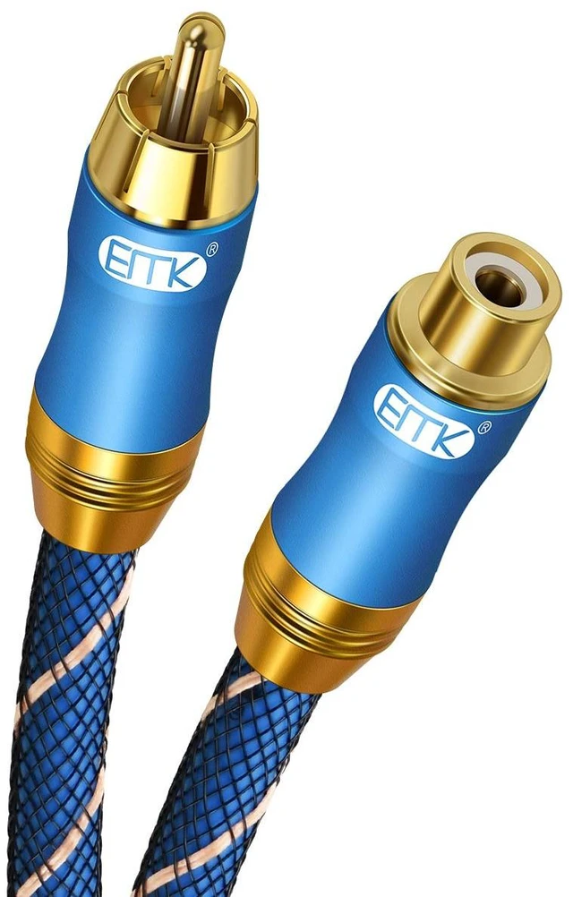 Main image of EMK RCA Extension Cable(16.4ft/5m) RCA Male to Female Cable Gold Plated Copper Shell Heavy Duty Digital Coaxial Audio Cable Subwoofer Cable for Home Theater, HDTV, Amplifiers, Hi-Fi Systems