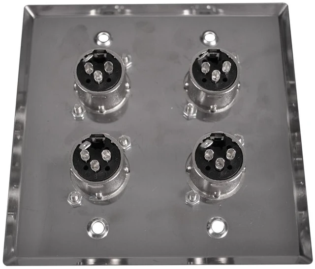 Alt view image 2 of 2 - Speakers 2 Gang Wall Plate With 4 XLR Female Connectors, Stainless Steel Wall Plate
