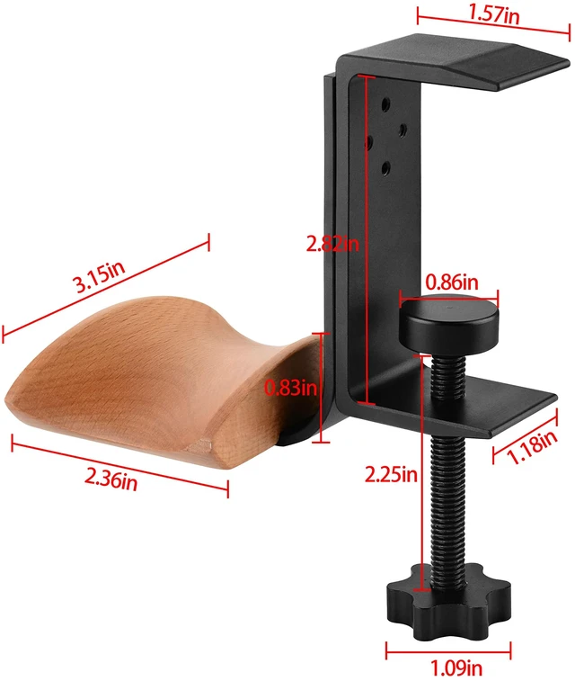 Alt view image 4 of 6 - Headphone Stand Hanger Compatible with Apple AirPods Max, Wooden Headset Holder Clamp Mount, Under Desk Headphone Hook Rack for Gaming Headphones, Office Desk & Table (Beech)
