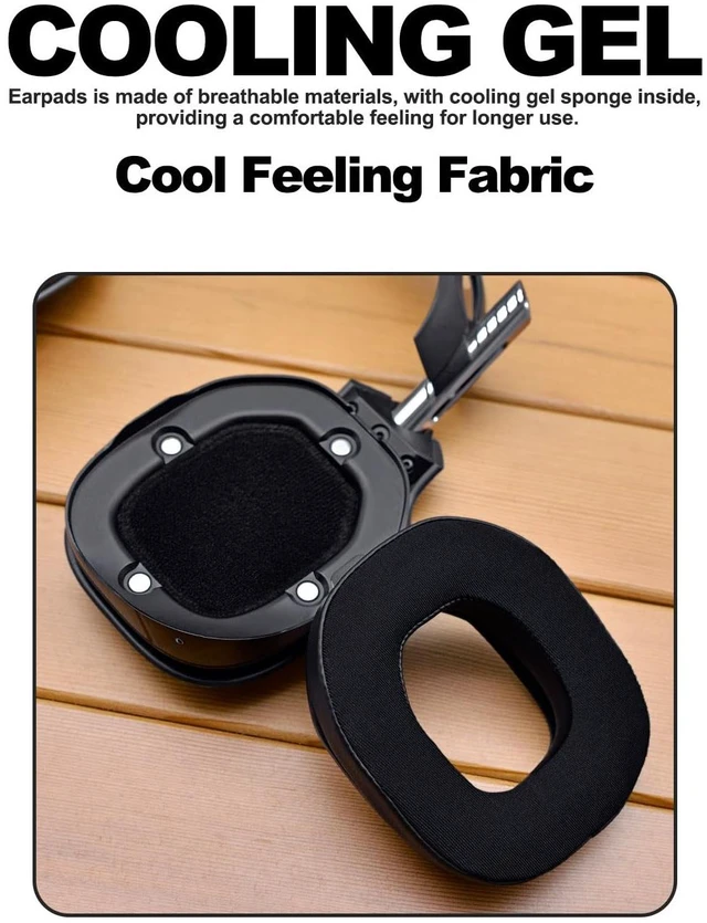 Alt view image 4 of 7 - A40 TR Cooling Gel Replacement Earpads for Astro A40 TR Only, Made by, Cool Feeling Fabric, Improved Durability, with Microphone Foam Black