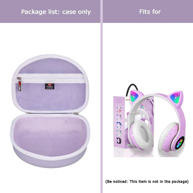 Alt view image 7 of 7 - Hard Case for iClever/for ONITOO/for TCJJ/for LOBKIN/for KERHAND/for IFECCO Cat Ear Kids Bluetooth Headphones (Purple, Case Only)