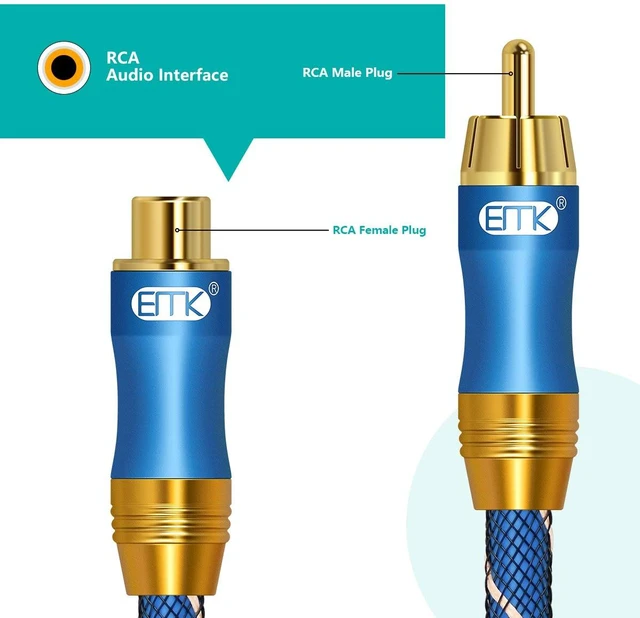 Alt view image 5 of 7 - EMK RCA Extension Cable(16.4ft/5m) RCA Male to Female Cable Gold Plated Copper Shell Heavy Duty Digital Coaxial Audio Cable Subwoofer Cable for Home Theater, HDTV, Amplifiers, Hi-Fi Systems