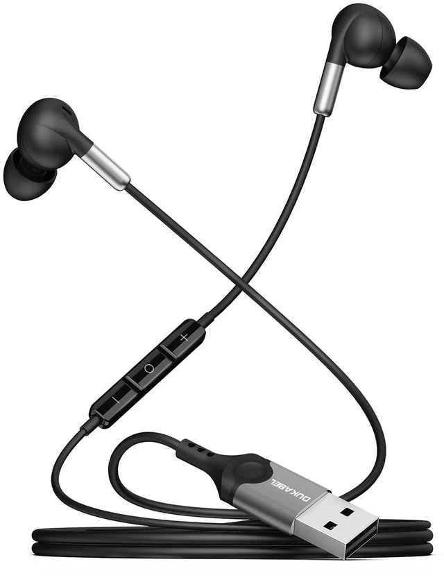 Main image of USB PC Earbuds, USB Gaming Earbuds with Mic for PC/PS4/PS5, Black Noise canceling Wired Headphones with Remote for Music, Video Calls, Broadcasting, Work<6.56FT>