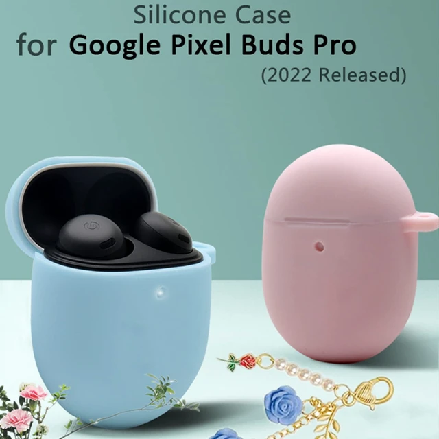 Alt view image 4 of 7 - for Google Pixel Buds Pro Case Cover with Keychain,Cute Silicone for Pixel Buds Pro Charging Case Protective Cover with Flowers Carabiner Key Chains for Google Buds pro case for Women Girls (Blue)