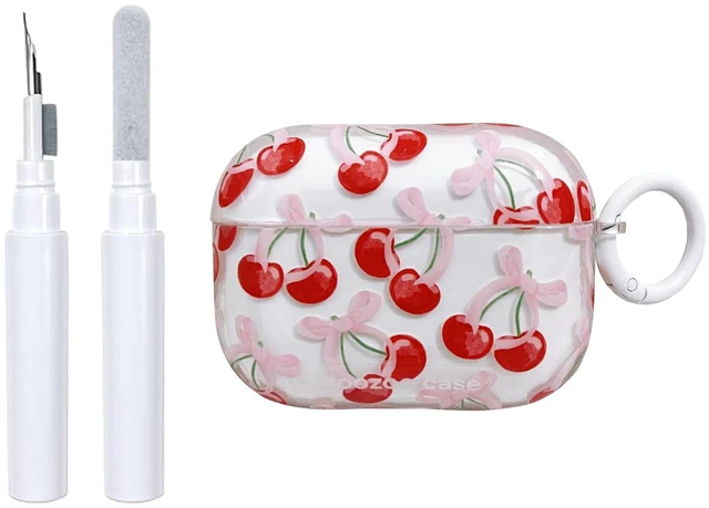 Main image of for AirPods Pro Case (with Cleaner Kit) Clear Cute Bow Pattern Fashion Design Bowknot Aesthetic Shockproof Headphone Cover Cases for Airpods Pro 2-Red Cherry