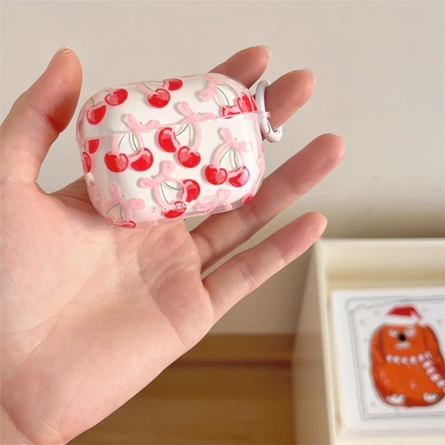 Alt view image 5 of 7 - for AirPods Pro Case (with Cleaner Kit) Clear Cute Bow Pattern Fashion Design Bowknot Aesthetic Shockproof Headphone Cover Cases for Airpods Pro 2-Red Cherry