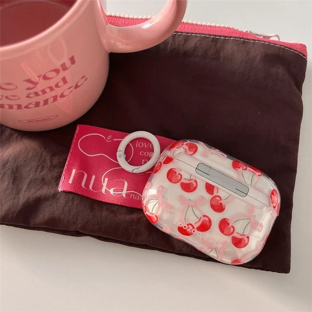 Alt view image 6 of 7 - for AirPods Pro Case (with Cleaner Kit) Clear Cute Bow Pattern Fashion Design Bowknot Aesthetic Shockproof Headphone Cover Cases for Airpods Pro 2-Red Cherry