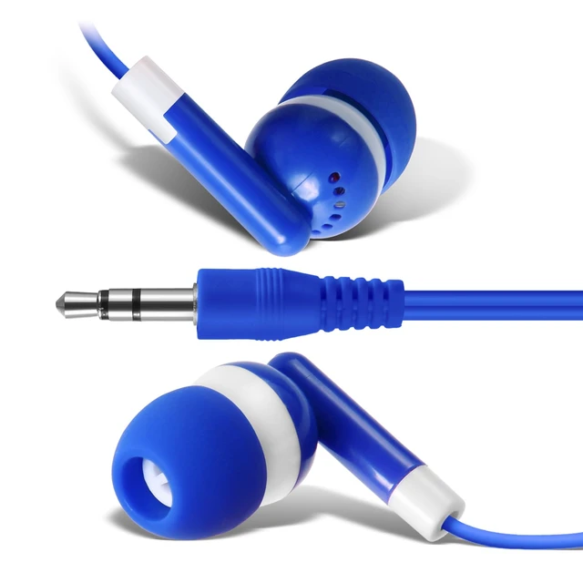 Alt view image 3 of 6 - 12 Pack Bulk Wired Earbud Headphones for Kids - Individually Wrapped, Blue, 3.5mm Jack, 4ft Cord, Classroom School Supplies for Students, Chromebook, Tablet, Laptop