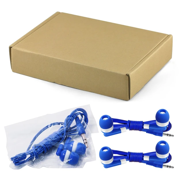 Alt view image 6 of 6 - 12 Pack Bulk Wired Earbud Headphones for Kids - Individually Wrapped, Blue, 3.5mm Jack, 4ft Cord, Classroom School Supplies for Students, Chromebook, Tablet, Laptop
