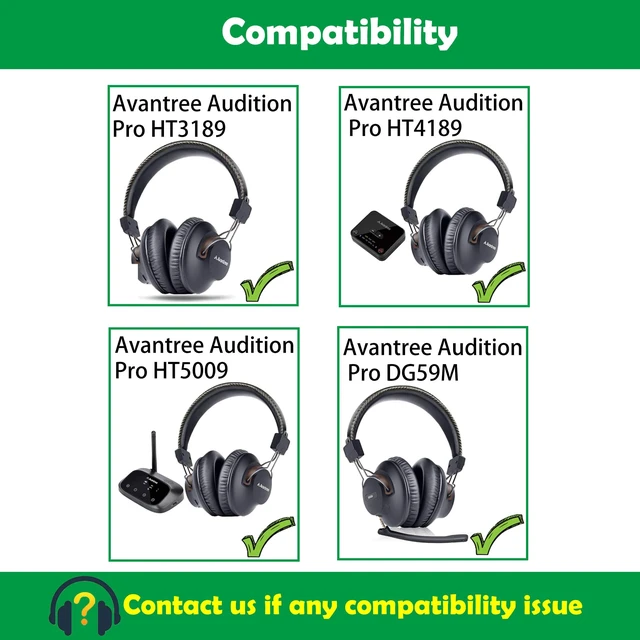 Alt view image 2 of 7 - Replacement Earpads for Avantree Audition Series Headphones Protein Leather & Memory Foam, Compatible with Avantree Audition/Audition Pro HT5009/HT3189/HT4189/DG59 Headphones