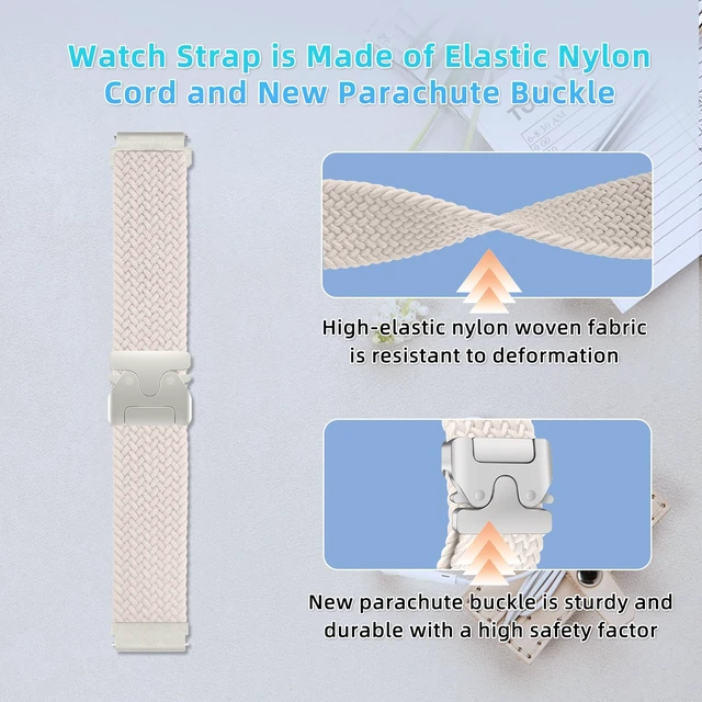 Alt view image 3 of 7 - 22mm Nylon Band for Amazfit Balance 3/Bip 6/Bip 5 (Starlight) Breathable, Soft, Comfor, Woven Nylon Sport Replacement Band for Amazfit Active Max/Cheetah 2 Ultra, for Garmin Venu 4 45mm