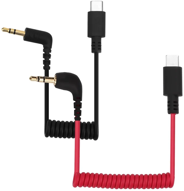 Main image of 2pcs USB C to 3.5mm TRS Microphone Adapter Mic Cable, for Hollyland Lark M1/M2/MAX/150/M1/MAX Duo Audio Output Cable DAC Coiled Cable Rode Wireless GO 2/ME/Pro Android iPhone 15/16