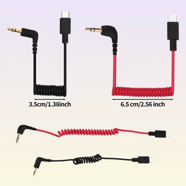 Alt view image 2 of 7 - 2pcs USB C to 3.5mm TRS Microphone Adapter Mic Cable, for Hollyland Lark M1/M2/MAX/150/M1/MAX Duo Audio Output Cable DAC Coiled Cable Rode Wireless GO 2/ME/Pro Android iPhone 15/16