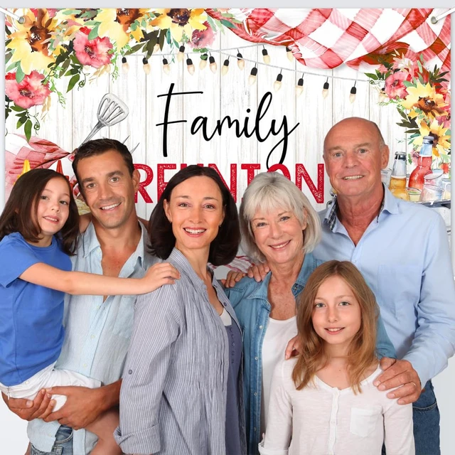 Alt view image 4 of 6 - Family Reunion Banner Backdrop,Family Picnic Party Decorations,Summer BBQ Bridal Shower Welcome Photo Background Supplies 70.8x43.3inch