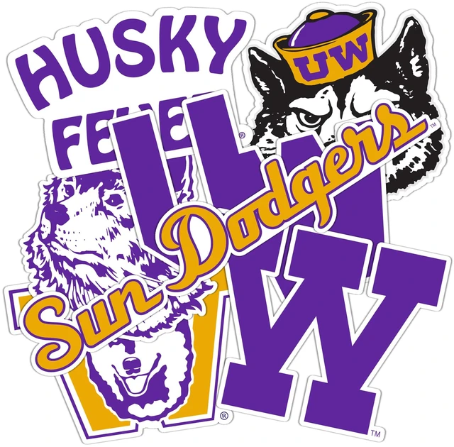 Main image of Washington Huskies Sticker Decal (T2 Vintage 3) Officially Licensed UW Vinyl for Laptops, Water Bottles, Cars, Windows & Scrapbooks, Merch