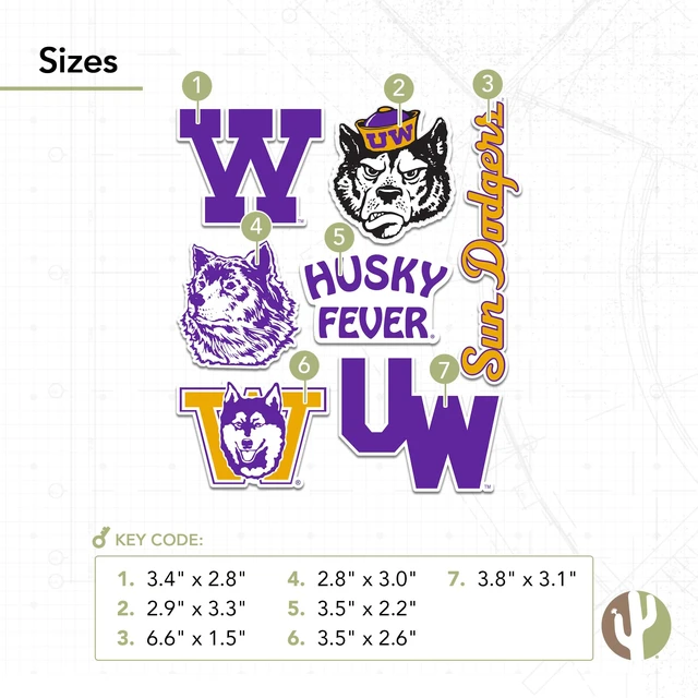 Alt view image 3 of 6 - Washington Huskies Sticker Decal (T2 Vintage 3) Officially Licensed UW Vinyl for Laptops, Water Bottles, Cars, Windows & Scrapbooks, Merch