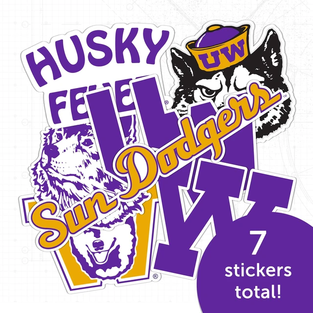 Alt view image 4 of 6 - Washington Huskies Sticker Decal (T2 Vintage 3) Officially Licensed UW Vinyl for Laptops, Water Bottles, Cars, Windows & Scrapbooks, Merch