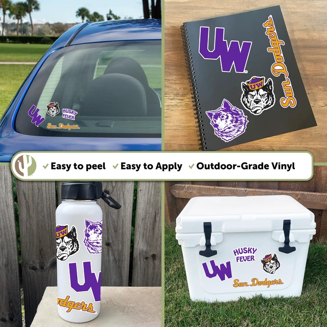 Alt view image 5 of 6 - Washington Huskies Sticker Decal (T2 Vintage 3) Officially Licensed UW Vinyl for Laptops, Water Bottles, Cars, Windows & Scrapbooks, Merch
