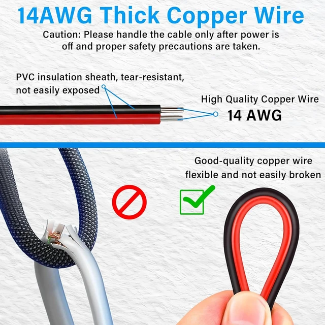Alt view image 6 of 7 - 14AWG Starlink Mini Power Extension Cable(3.2Ft),IP65 Waterproof Type DC 5.5mm x 2.1mm,Male Connector to Battery Clip Extension Cable,Suitable for RV Camping,Sailing,Solar DIY