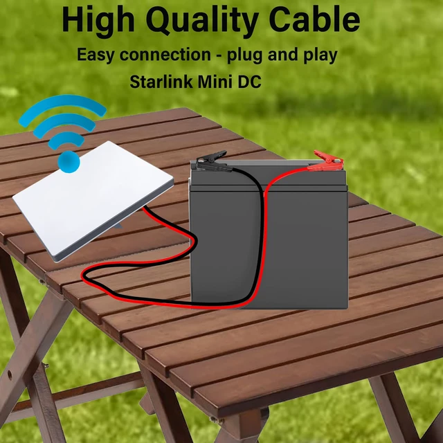 Alt view image 3 of 7 - 14AWG Starlink Mini Power Extension Cable(3.2Ft),IP65 Waterproof Type DC 5.5mm x 2.1mm,Male Connector to Battery Clip Extension Cable,Suitable for RV Camping,Sailing,Solar DIY