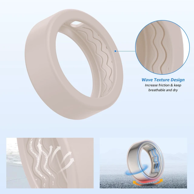 Alt view image 3 of 6 - 12 Pack Cover Compatible with Oura Ring 5, Ultra-Thin Soft Silicone Anti-Slip Wave Texture Protector Case, Support Charging with Cover on, Anti-Scratch Ring Guard for Working Out Gym