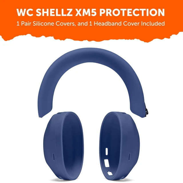 Alt view image 6 of 7 - ShellZ XM5 - Exterior Shell & Headband Covers for Sony WH1000XM5 Made by Wicked Cushions Protective, Made with Premium Silicone Blue