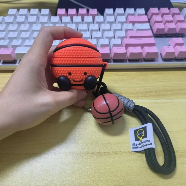 Alt view image 7 of 7 - Earbuds Case for AirPods 4 for Boy Men,Funny Creative Basketball Design Silicone Headphone Cover with Spherical Keychain for Airpods 4th Generation