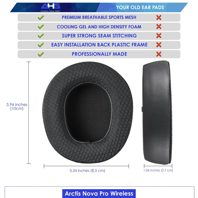 Alt view image 3 of 7 - Arctis Nova Pro Wireless Cooling Gel Ear Pads Cushion. Compatible with SteelSeries arctis nova pro Wireless PlayStation/Xbox Editions. Extra Thick Cooling Gel DIY Fit