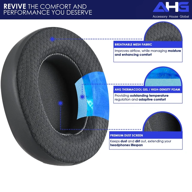 Alt view image 2 of 7 - Arctis Nova Pro Wireless Cooling Gel Ear Pads Cushion. Compatible with SteelSeries arctis nova pro Wireless PlayStation/Xbox Editions. Extra Thick Cooling Gel DIY Fit