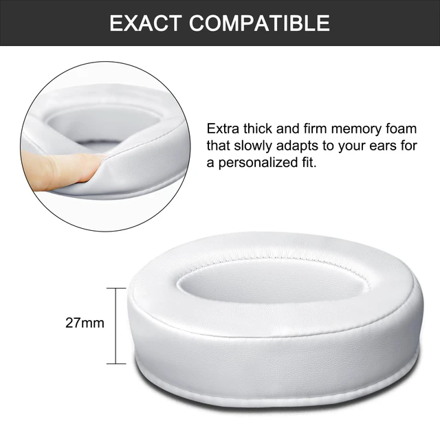 Alt view image 4 of 7 - Replacement Ear Pads Cushions for Sennheiser HD 4.50BT / HD 4.50BTNC -White Also for 4.50SE / 4.40BT / 4.30G / 4.20S / 458BT / 450 / 450BT / 400S / 350BT, Protein Leather High-Density Foam