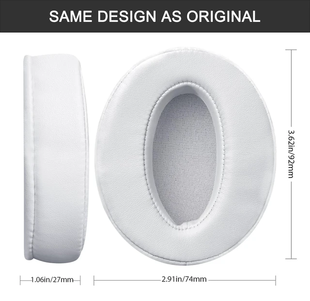 Alt view image 6 of 7 - Replacement Ear Pads Cushions for Sennheiser HD 4.50BT / HD 4.50BTNC -White Also for 4.50SE / 4.40BT / 4.30G / 4.20S / 458BT / 450 / 450BT / 400S / 350BT, Protein Leather High-Density Foam