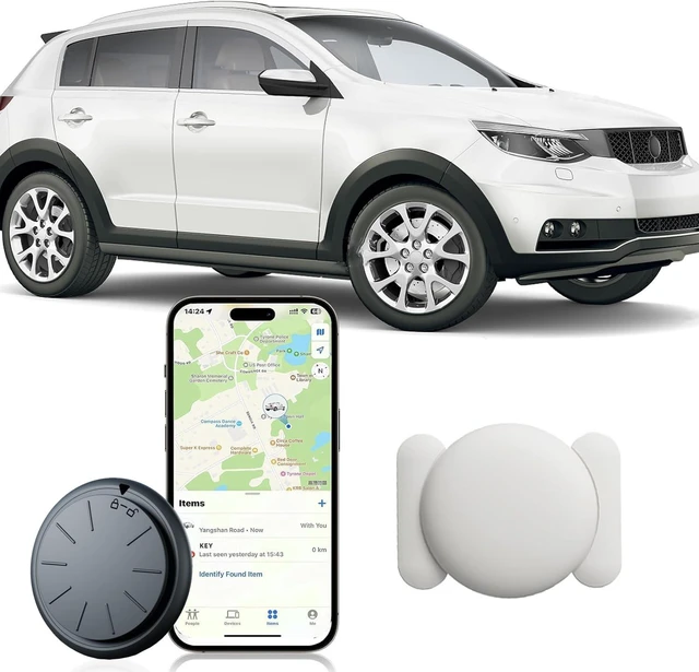 Main image of Black Tracker Device for Vehicles,1PCS GPS Car Tracker,No Monthly Fee Anti-Lost Car Locator Works with Find My(iOS Only),Mini Hidden Car Tracker with White Magnetic Case