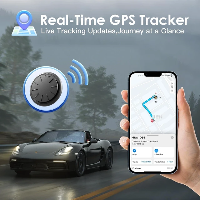 Alt view image 7 of 7 - Black Tracker Device for Vehicles,1PCS GPS Car Tracker,No Monthly Fee Anti-Lost Car Locator Works with Find My(iOS Only),Mini Hidden Car Tracker with White Magnetic Case