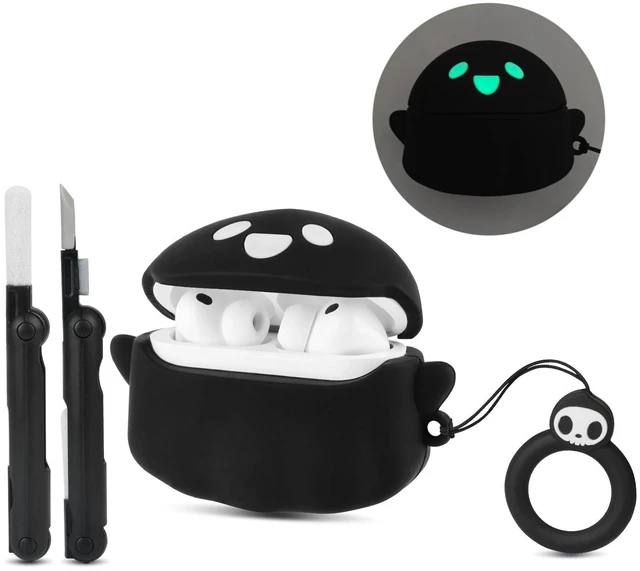 Main image of for AirPods Pro 3 Case with Cleaner kit, Anime Ghost Design, Black Soft Silicone, Glow in the Dark, Cute Funny Case for Apple AirPods Pro 3rd Generation Cover for Men, for Women